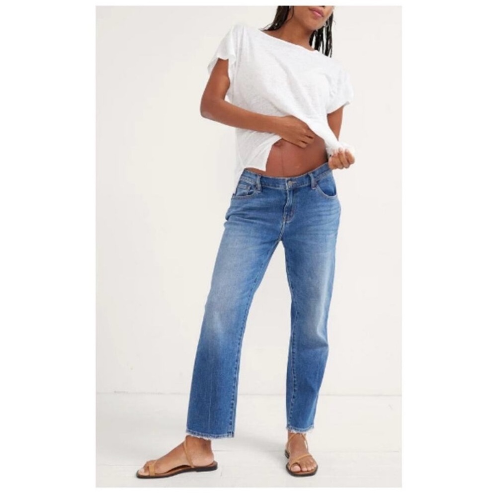 Hatch The Boyfriend Maternity Jean Size 34 | Elastic Sides | Distressed Hem